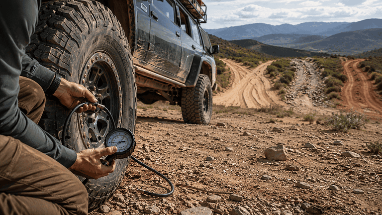 Off-road tire pressure guide by terrain for the air-down PSI calculator