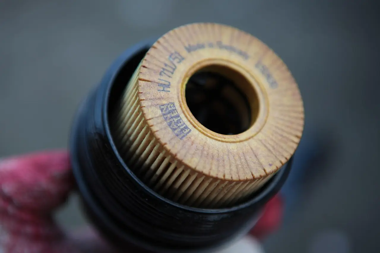 Paper cartridge filter element in its housing, shown as an example of a filter element; not the Liberty’s fuel filter