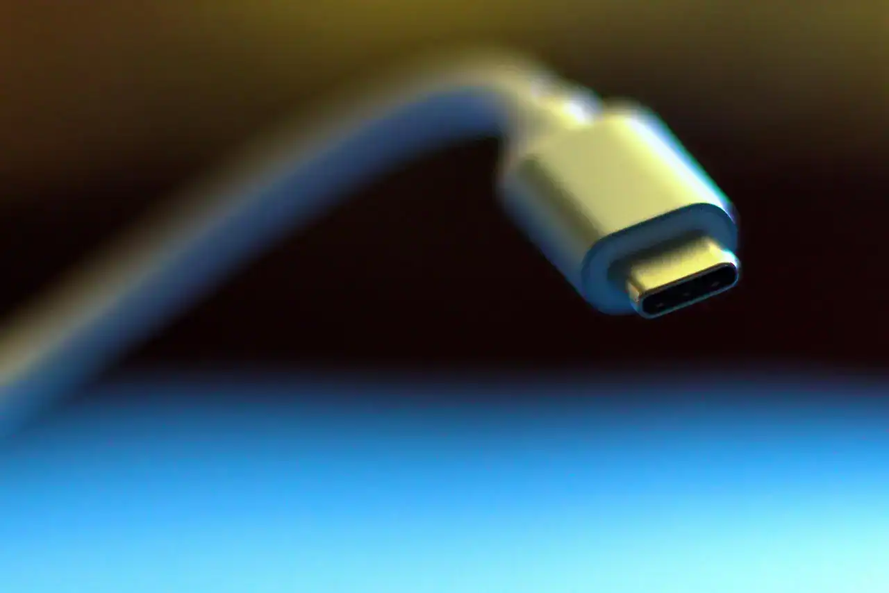 Close-up of a USB-C cable connector